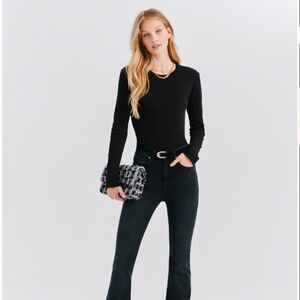 Something Navy Washed Black Denim High Waist Flare Leg Jeans Size 8